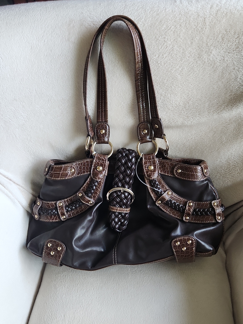 Pritzi Dark Brown Braided Hobo Shoulder Bag Y2K
